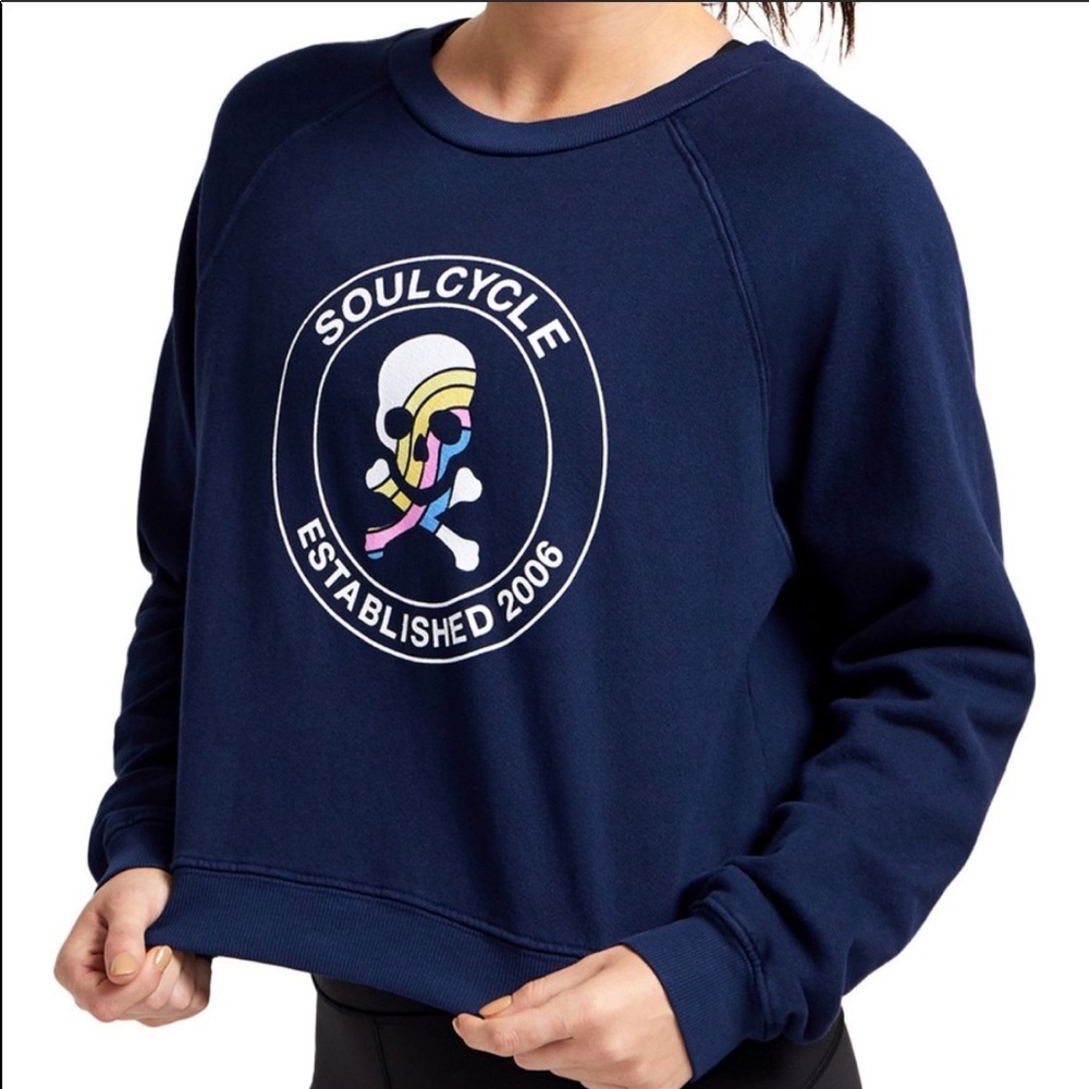 SoulCycle Cropped sweatshirt Sz Med Navy Like New